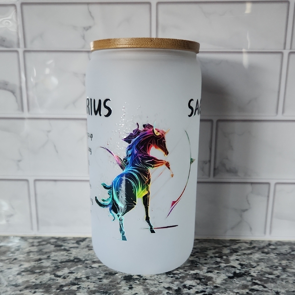 SAGITTARIUS Frosted Glass Cup
